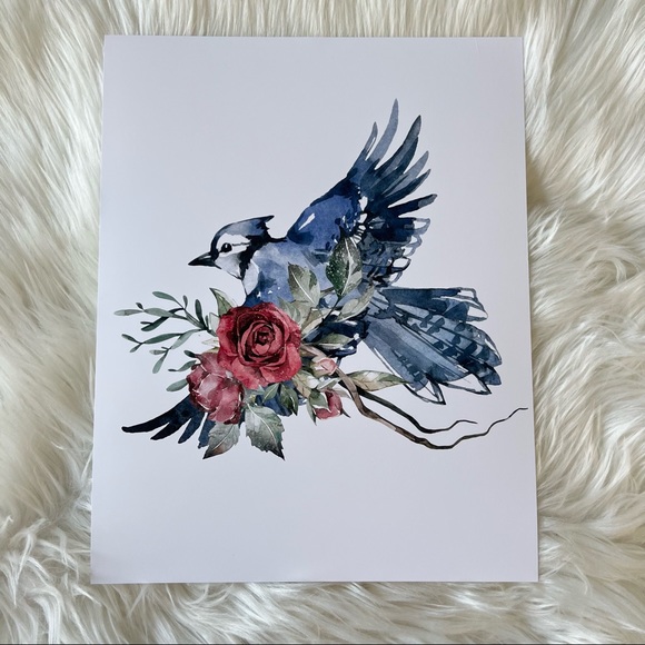 Watercolor Wall Art Blue Jay Illustration Print Poster Unframed - Picture 16 of 17